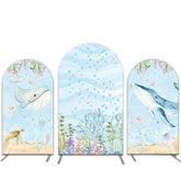 Aperturee Light Blue Seaworld Whales Birthday Arch Backdrop Kit